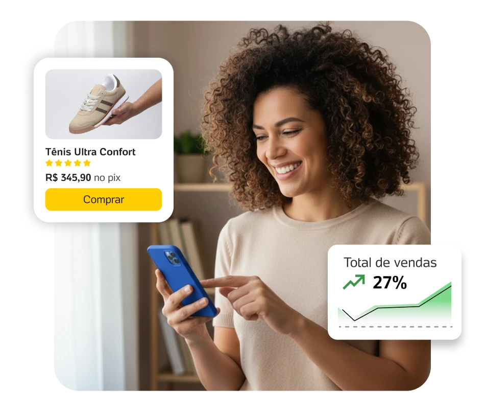 mulher vendo total de vendas pelo telefone